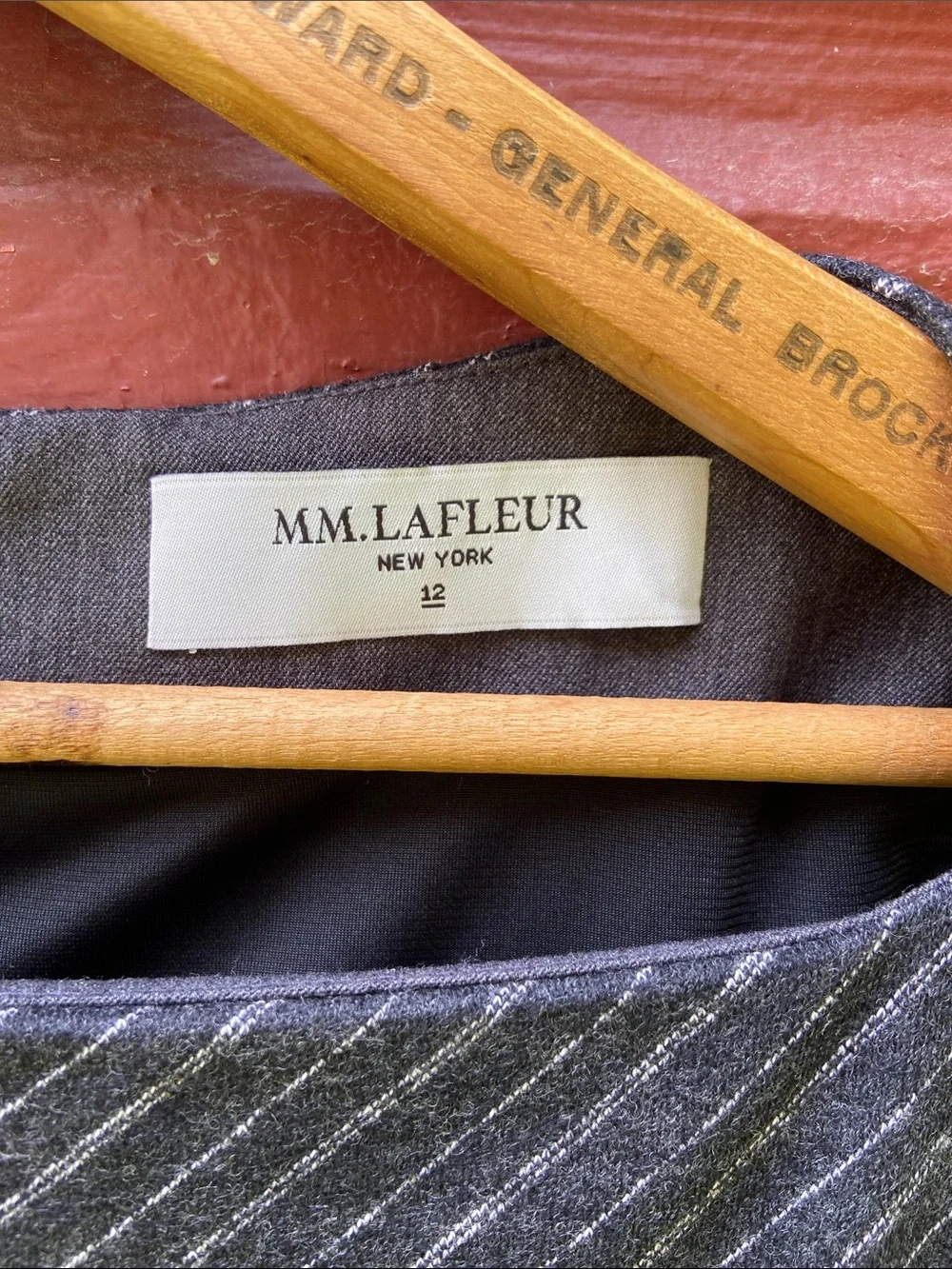 New! M.M.LaFleur The Cindy Dress in Charcoal Grey Etch Pinstripe Women's Size 12